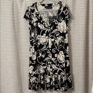 Floral Black and White Dress
